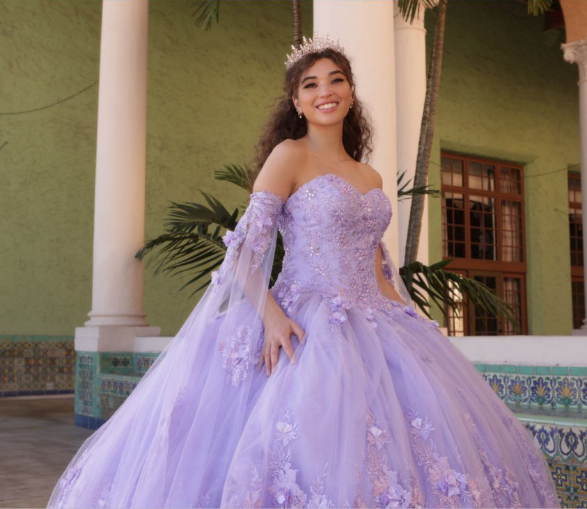 Model wearing an quince dresses