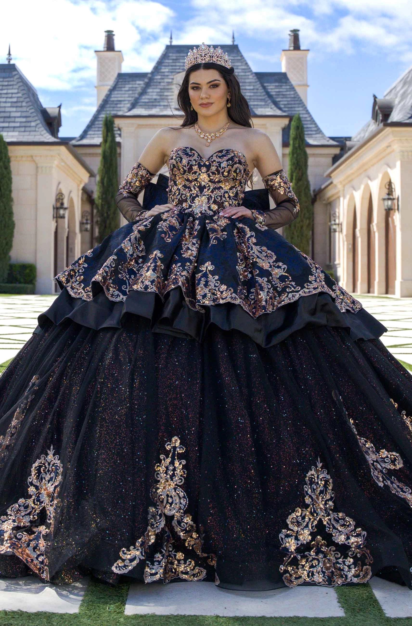 Model wearing an quince dresses