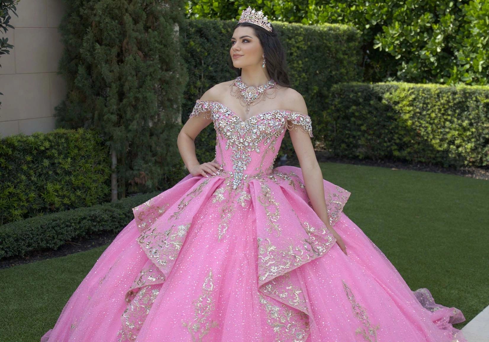 Model wearing an quince dresses
